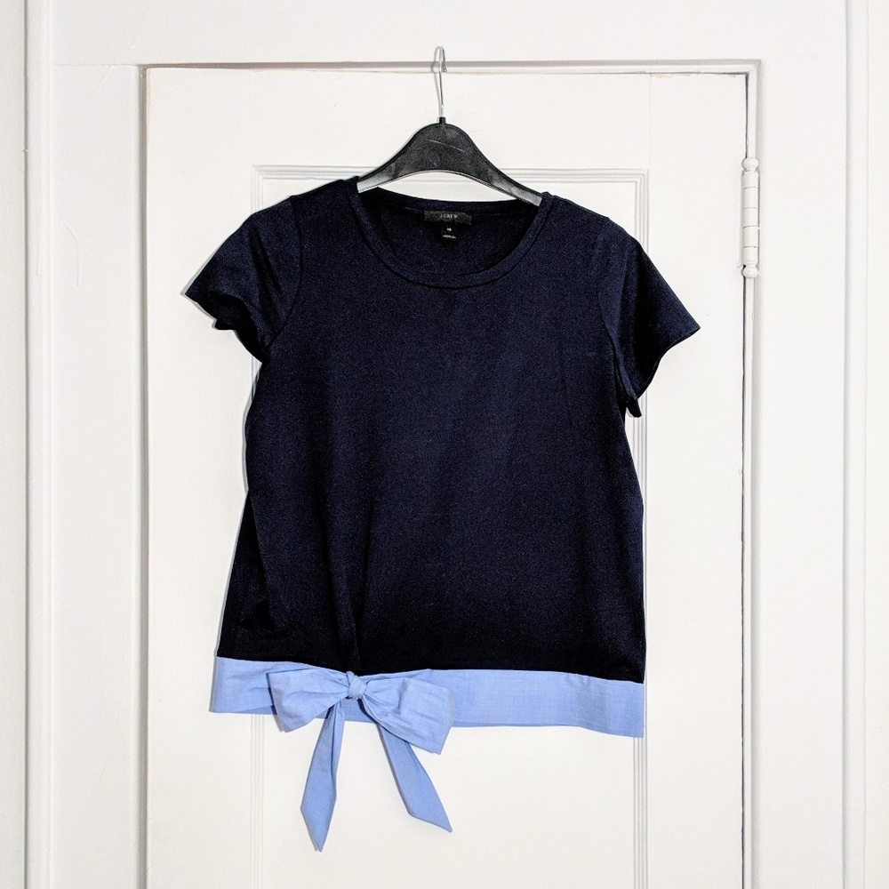 J Crew Navy Blue Side Tie T-Shirt - Picture 4 of 7